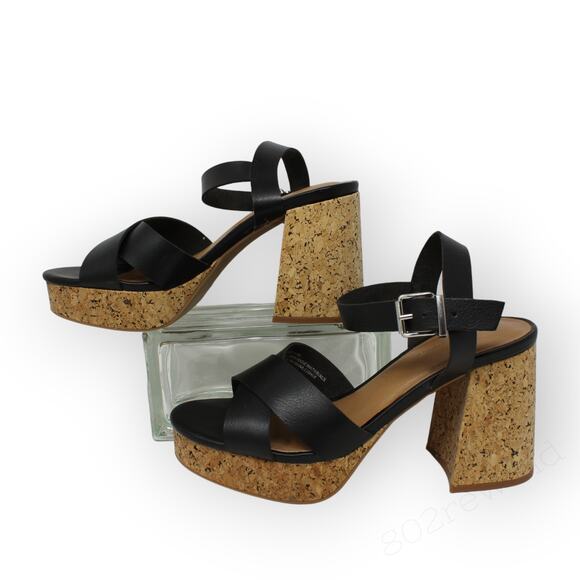 8.5Wide LaneBryant Dream Cloud Cross-Front Platform Sandal Block Heel Cork - Picture 3 of 8
